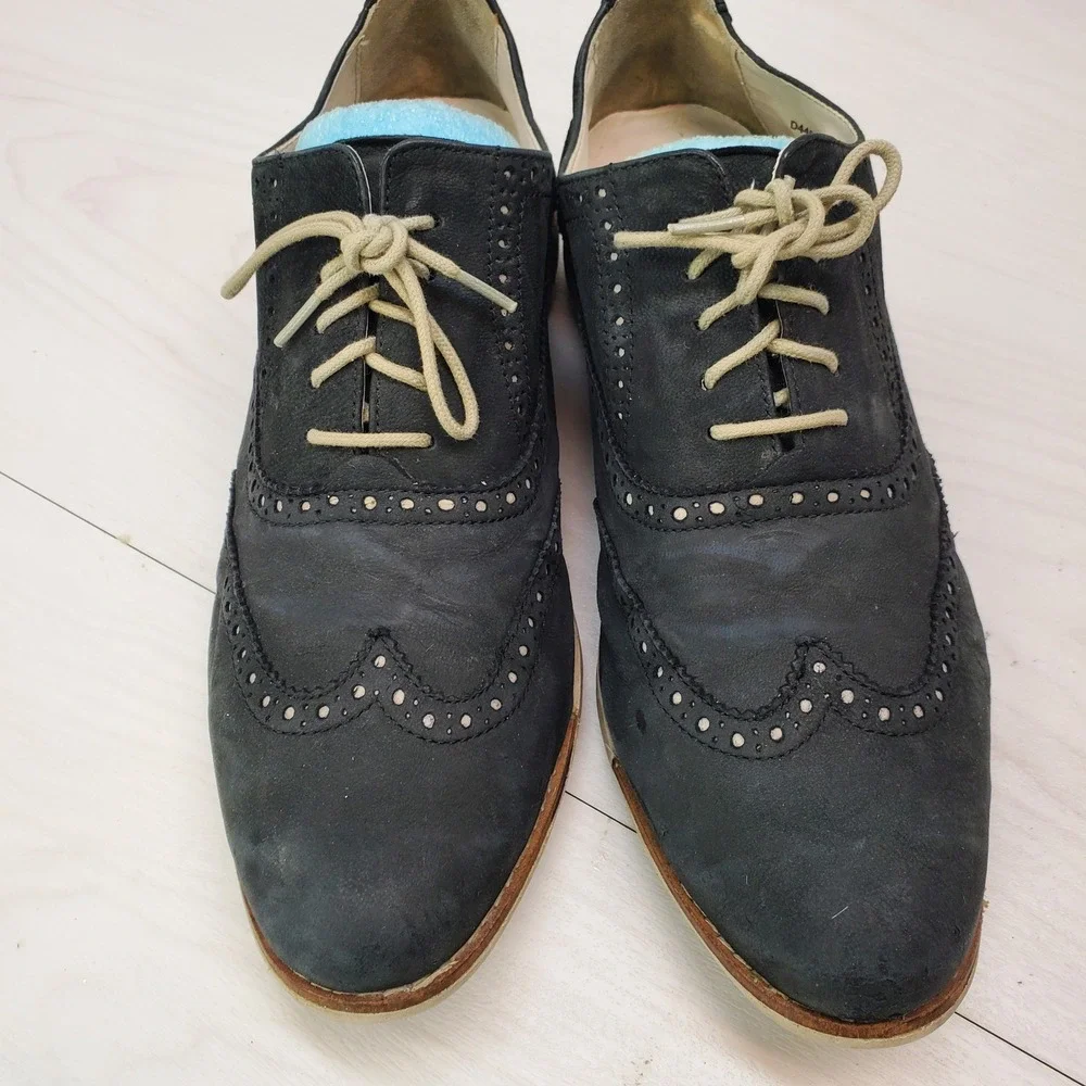 Cole Haan Mens Navy Blue Nubuck Wingtip Oxford Shoes‎ 9.5 B Preppy Smart Casual